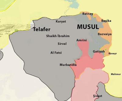 Musul Son Durum Harita: Irak kuzeyi Musul