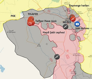 Irak Musul ve Telafer'de son durum harita