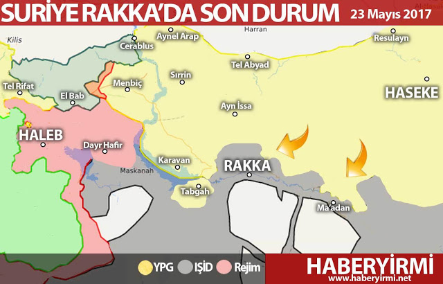 Suriye Rakka son durum harita 23 Mayıs 2017  