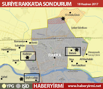 Rakka son durum harita 18 Haziran 2017 