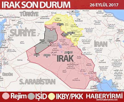 Irak son durum harita 26 Eylül 2017 Irak genel haritası