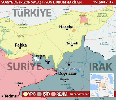 Suriye son durum Rakka- Deyrizor haritası 15 Eylül 2017 