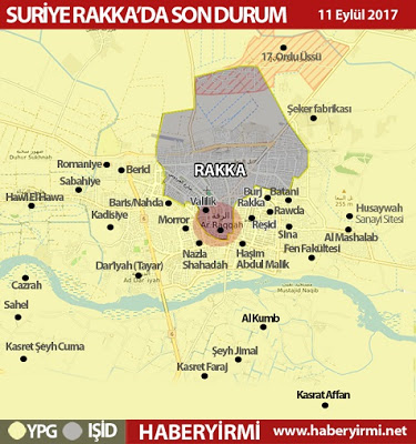 Rakka son durum haritası 11 Eylül 2017