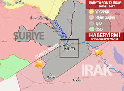 Irak son durum harita: Anbar-Kaim bölgesi - 10 Ekim 2017