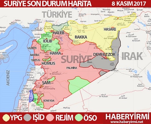Suriye son durum harita 2017 