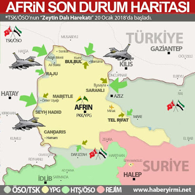 Afrin son durum harita 28 Ocak 2018.