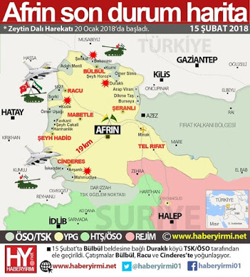 Afrin son-durum harita 15-Şubat 2018
