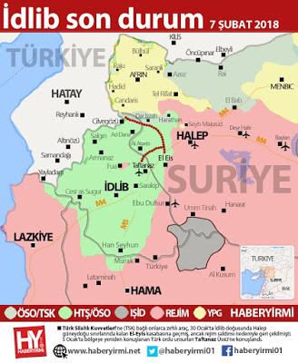 İdlib son durum harita 7 Şubat 2018