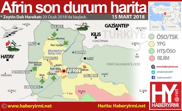 Afrin 15 Mart son durum harita