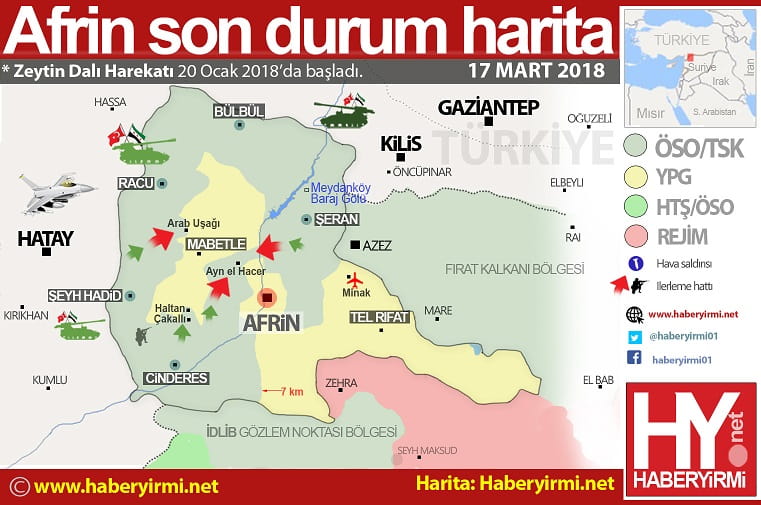 Afrin merkez son durum harita 17 mart 2018