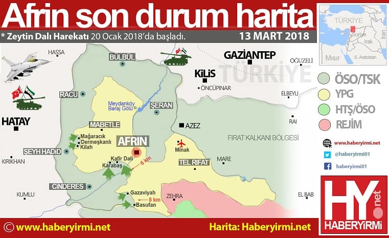 Afrin son durum harita 13 Mart 20181