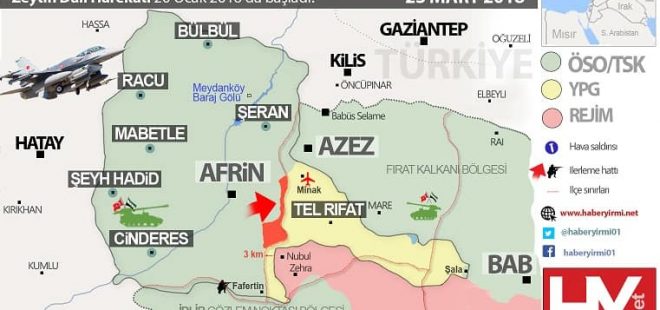 Afrin son durum harita 23 Mart 2018