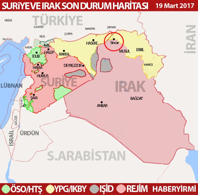 Sincar harita son durum 19 Mart 2018